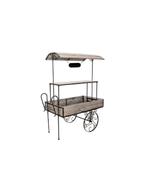 Charette en bois et fer forgé vintage à louer