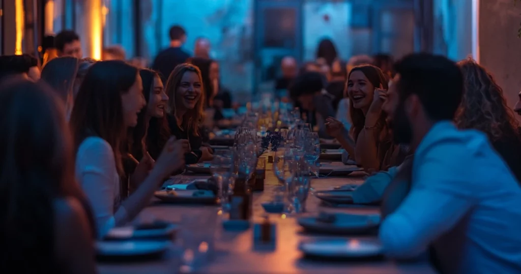 Collaborateurs d'une entreprise dans un restaurant